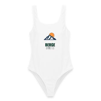 Minimalistische Berglinie T‑Shirt – Berge rufen - Frauen Badeanzug - Weiß - Vorne - AI Model Female 172 dark (172cm)