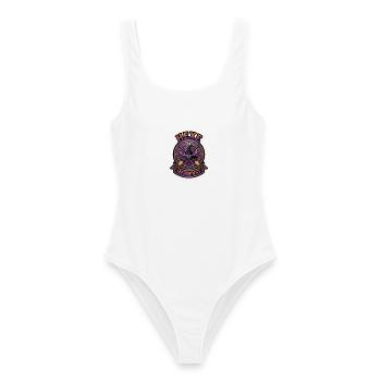 Hexe im Dienst - Hexenkostüm - Halloween Shirt - Frauen Badeanzug - Weiß - Vorne - AI Model Female 172 dark (172cm)