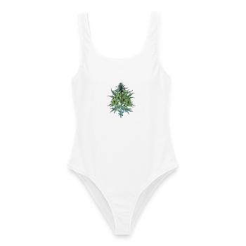 Röntgen Cannabis Pflanze - Frauen Badeanzug - Weiß - Vorne - AI Model Female 172 dark (172cm)