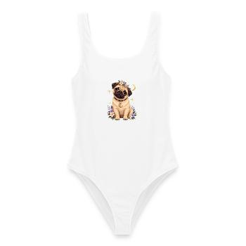 Mops Hund süßer Mops niedlicher Mops - Frauen Badeanzug - Weiß - Vorne - AI Model Female 172 dark (172cm)