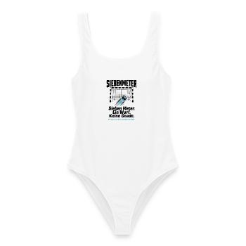 Siebenmeter Shirt – Ein Wurf. Keine Gnade. - Frauen Badeanzug - Weiß - Vorne - AI Model Female 172 dark (172cm)