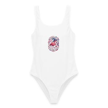Böser Flamingo-Zauberer Retro-Magier - Frauen Badeanzug - Weiß - Vorne - AI Model Female 172 dark (172cm)