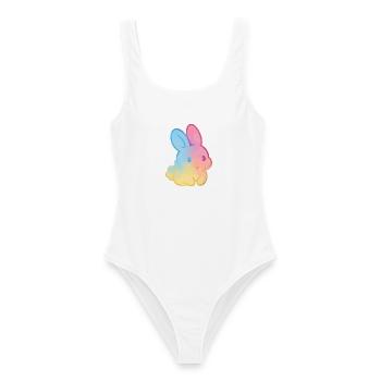 Pastell-Regenbogenhase - Frauen Badeanzug - Weiß - Vorne - AI Model Female 172 dark (172cm)