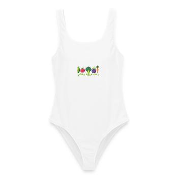 Vegan vibes only - Women's Swimsuit - white - Front - AI Model Female 172 dark (172cm)
