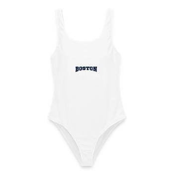 Boston Blockschrift Logo - Frauen Badeanzug - Weiß - Vorne - AI Model Female 172 dark (172cm)