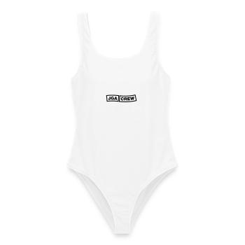 Equipage d’enterrement de vie de garçon - Emblème - Maillot de bain femme - blanc - Devant - AI Model Female 172 dark (172cm)