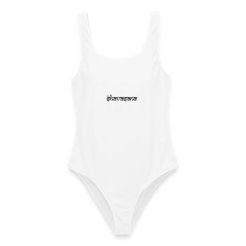 OM SHAVASANA - Women's Swimsuit - white - Front - AI Model Female 172 dark (172cm)