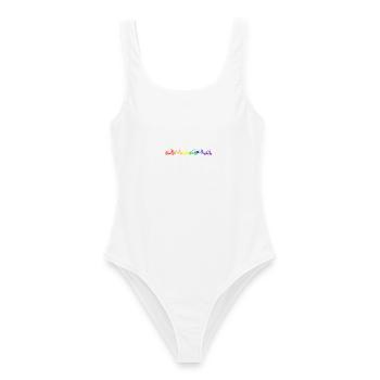 Das Leben ist bunt. - Frauen Badeanzug - Weiß - Vorne - AI Model Female 172 dark (172cm)
