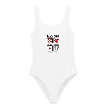 Chien - Maillot de bain femme - blanc - Devant - AI Model Female 172 dark (172cm)