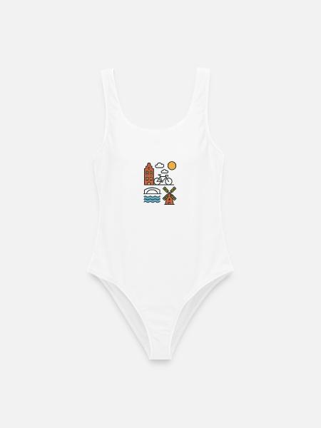 Meine Stadt Amsterdam - Frauen Badeanzug - Weiß