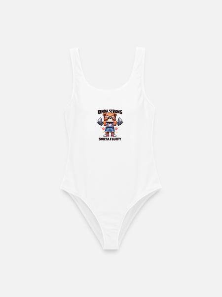 Kinda Strong Sorta Fluffy – Süßer Fitness Bär - Frauen Badeanzug - Weiß