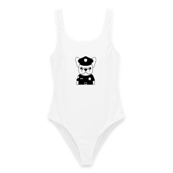 Policier Français Chien Noir - Maillot de bain femme - blanc - Devant - AI Model Female 172 dark (172cm)