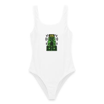 Sound System Speaker Techno Festival DJ - Women's Swimsuit - white - Front - AI Model Female 172 dark (172cm)