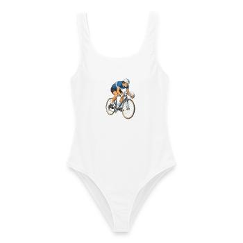 Rennrad-Sprint: Athlet im Vollgas - Frauen Badeanzug - Weiß - Vorne - AI Model Female 172 dark (172cm)
