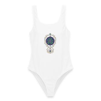 Spiritualität Heilige Geometrie Lotusblume Zen - Frauen Badeanzug - Weiß - Vorne - AI Model Female 172 dark (172cm)