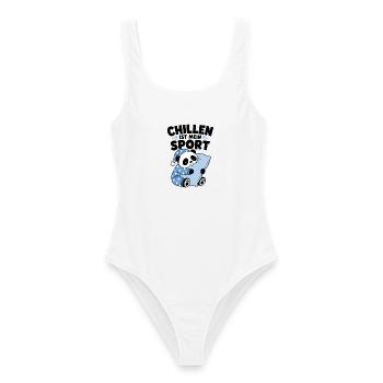 Chillen ist mein Sport – Panda im Schlafanzug - Frauen Badeanzug - Weiß - Vorne - AI Model Female 172 dark (172cm)