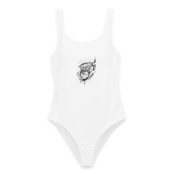 Basketball Korb - Frauen Badeanzug - Weiß - Vorne - AI Model Female 172 dark (172cm)