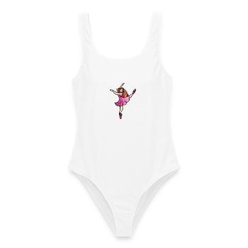 Pink Ballet Flare - Frauen Badeanzug - Weiß - Vorne - AI Model Female 172 dark (172cm)