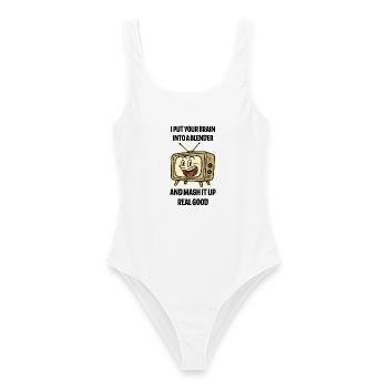 Retro-TV-Grin-Emblem - Frauen Badeanzug - Weiß - Vorne - AI Model Female 172 dark (172cm)