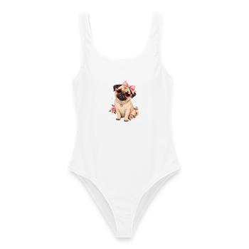 Mops Hund süßer Mops niedlicher Mops - Frauen Badeanzug - Weiß - Vorne - AI Model Female 172 dark (172cm)
