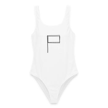 Eckfahne handgezeichnet - Frauen Badeanzug - Weiß - Vorne - AI Model Female 172 dark (172cm)