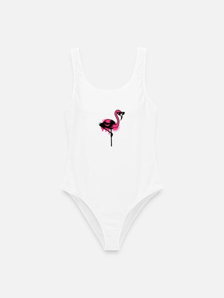 Flamingo mit Sonnenbrille - Frauen Badeanzug - Weiß