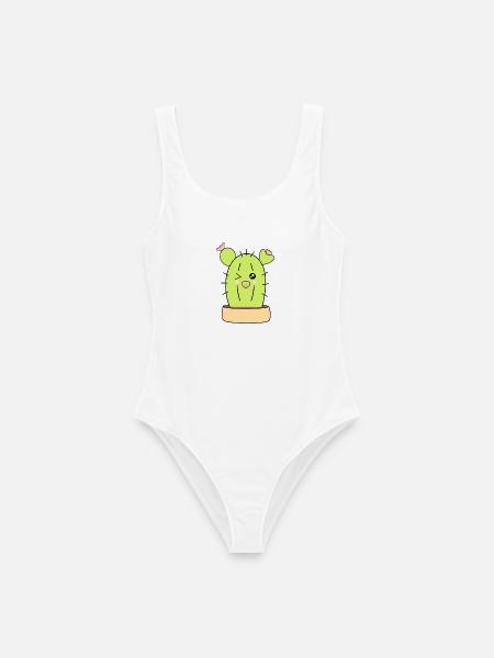 Kawaii Kaktus, Kakteen, Sukkulenten, Pflanze cute - Frauen Badeanzug - Weiß
