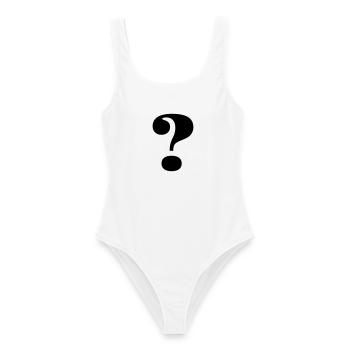 Grand point d’interrogation - Maillot de bain femme - blanc - Devant - AI Model Female 172 dark (172cm)