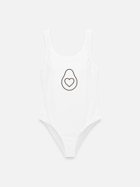 Avocado Love – Minimalistisches Herz-Design - Frauen Badeanzug - Weiß
