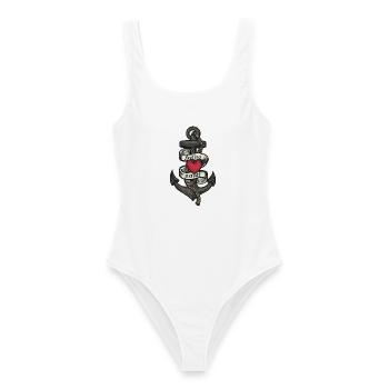 Anker Herz Nautik Tattoo Segler Fan - Frauen Badeanzug - Weiß - Vorne - AI Model Female 172 dark (172cm)