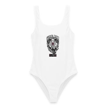 Feral Ram Shield Graphic - Frauen Badeanzug - Weiß - Vorne - AI Model Female 172 dark (172cm)
