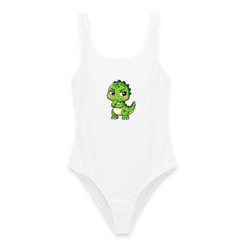 T Rex Nachdenklich Süßer Cartoon - Frauen Badeanzug - Weiß - Vorne - AI Model Female 172 dark (172cm)