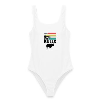Stier Spruch Retro Style - Frauen Badeanzug - Weiß - Vorne - AI Model Female 172 dark (172cm)