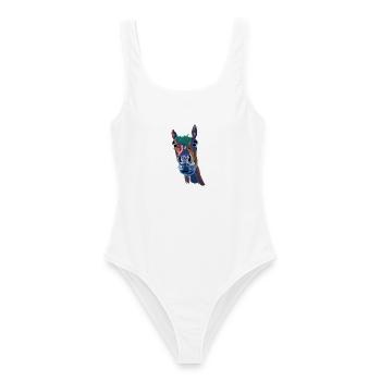 Buntes Pferdeporträt Farbschimmer - Frauen Badeanzug - Weiß - Vorne - AI Model Female 172 dark (172cm)
