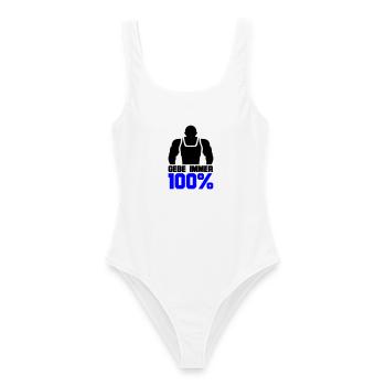 Gebe immer 100% - Frauen Badeanzug - Weiß - Vorne - AI Model Female 172 dark (172cm)
