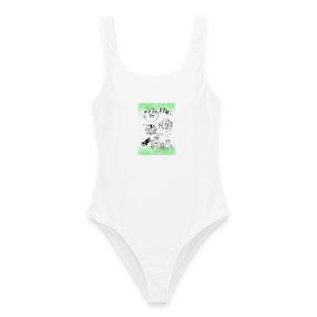 Funny Frog life - Frauen Badeanzug - Weiß - Vorne - AI Model Female 172 dark (172cm)