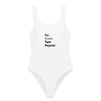 Eat. Sleep. Tune. Repeat - Frauen Badeanzug - Weiß - Vorne - AI Model Female 172 dark (172cm)