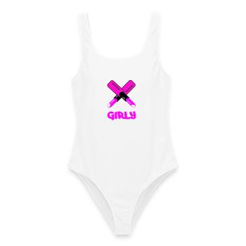 GIRLY Neon Cutout Typography - Frauen Badeanzug - Weiß - Vorne - AI Model Female 172 dark (172cm)