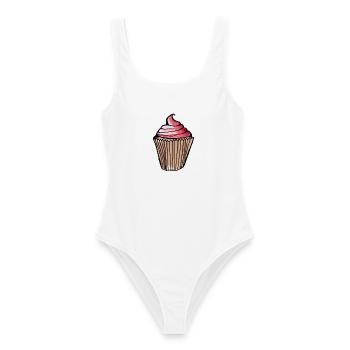 Aquarell Pink Cupcake - Frauen Badeanzug - Weiß - Vorne - AI Model Female 172 dark (172cm)