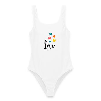 COEUR. COUPLE. JUST MARRIED. EVJF. SAINT VALENTIN. - Maillot de bain femme - blanc - Devant - AI Model Female 172 dark (172cm)