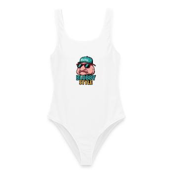 Blobby Style Cartoon Tee - Frauen Badeanzug - Weiß - Vorne - AI Model Female 172 dark (172cm)