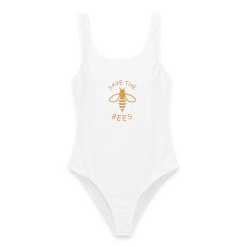 Éco-conception Sauvons les abeilles - Maillot de bain femme - blanc - Devant - AI Model Female 172 dark (172cm)