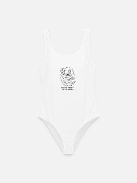Created With Love – Schmetterling & Chaos - Frauen Badeanzug - Weiß