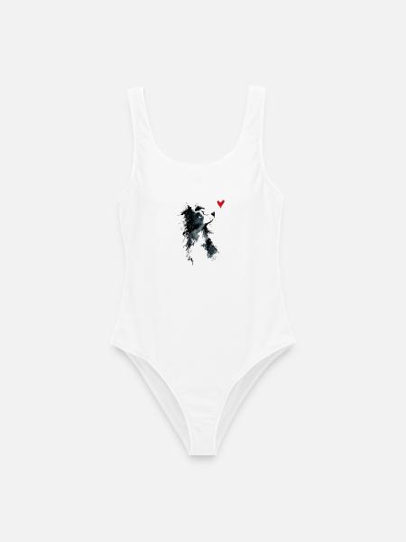 Border Collie Aquarell Herz Hundegeschenk - Frauen Badeanzug - Weiß