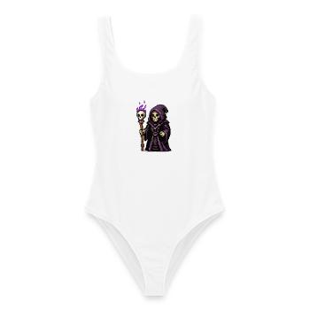 Pixel Grim Reaper Nebelstab - Frauen Badeanzug - Weiß - Vorne - AI Model Female 172 dark (172cm)