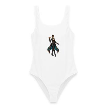 Maskierte Magierin im Teal-Design - Frauen Badeanzug - Weiß - Vorne - AI Model Female 172 dark (172cm)