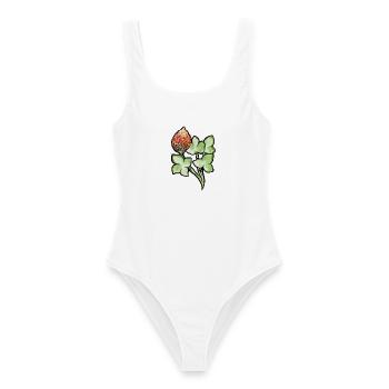 Aquarell Protea mit Kleeblättern - Frauen Badeanzug - Weiß - Vorne - AI Model Female 172 dark (172cm)