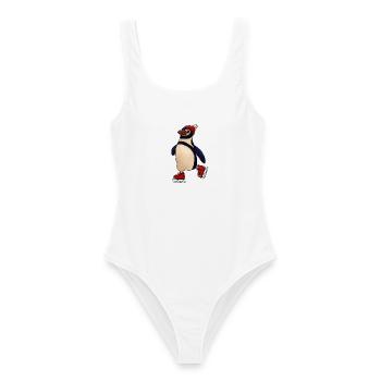 Schlittschuhpinguin - Frauen Badeanzug - Weiß - Vorne - AI Model Female 172 dark (172cm)