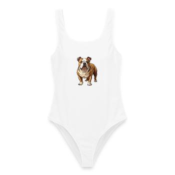 Bulldog-Hund-Stand - Frauen Badeanzug - Weiß - Vorne - AI Model Female 172 dark (172cm)