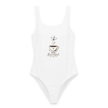 Design de tasse à café BEE Brewtiful - Maillot de bain femme - blanc - Devant - AI Model Female 172 dark (172cm)